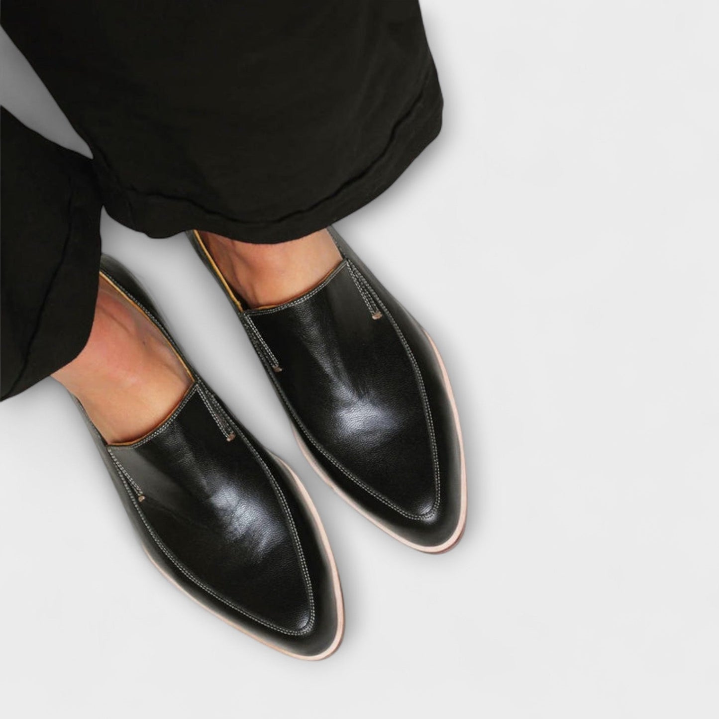 Momount Women Pointed-Toe Loafers – Leather Slip-On Soft Flat Minimalist