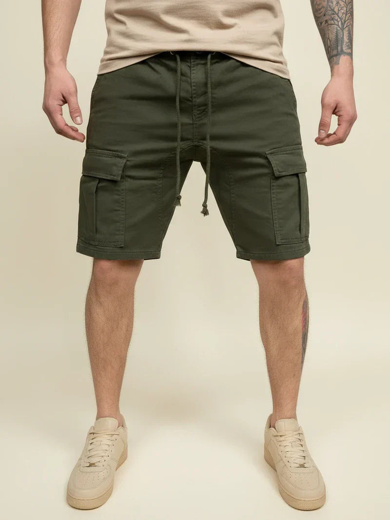 Herrecargoshorts med snørelukning – Slim fit i bomuld til hverdag