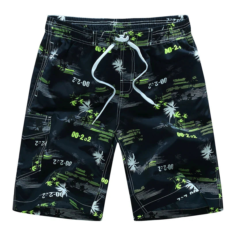 Momount Men Swim Shorts – Geometric Print Drawstring Knee Length Surf