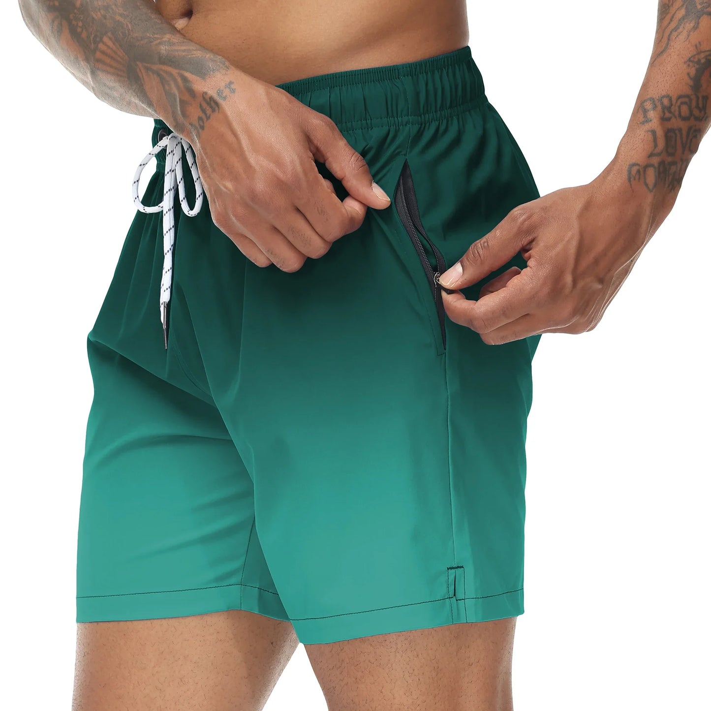 Momount Men Swim Shorts – Gradient Drawstring Quick Dry Beach Summer