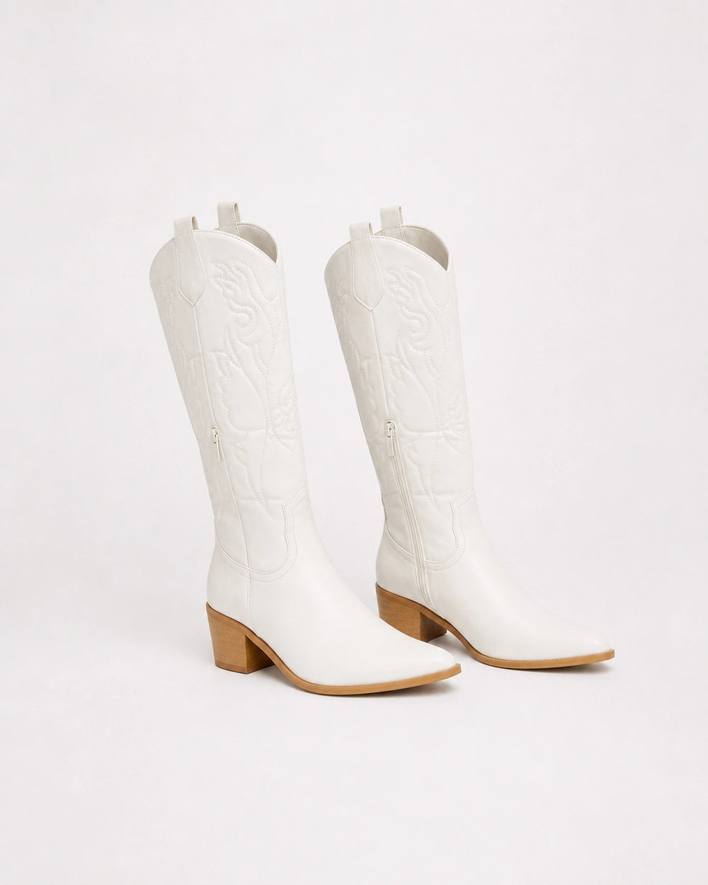 Momount Women Lizzy Western Knee-High Boots, white, variant hero.