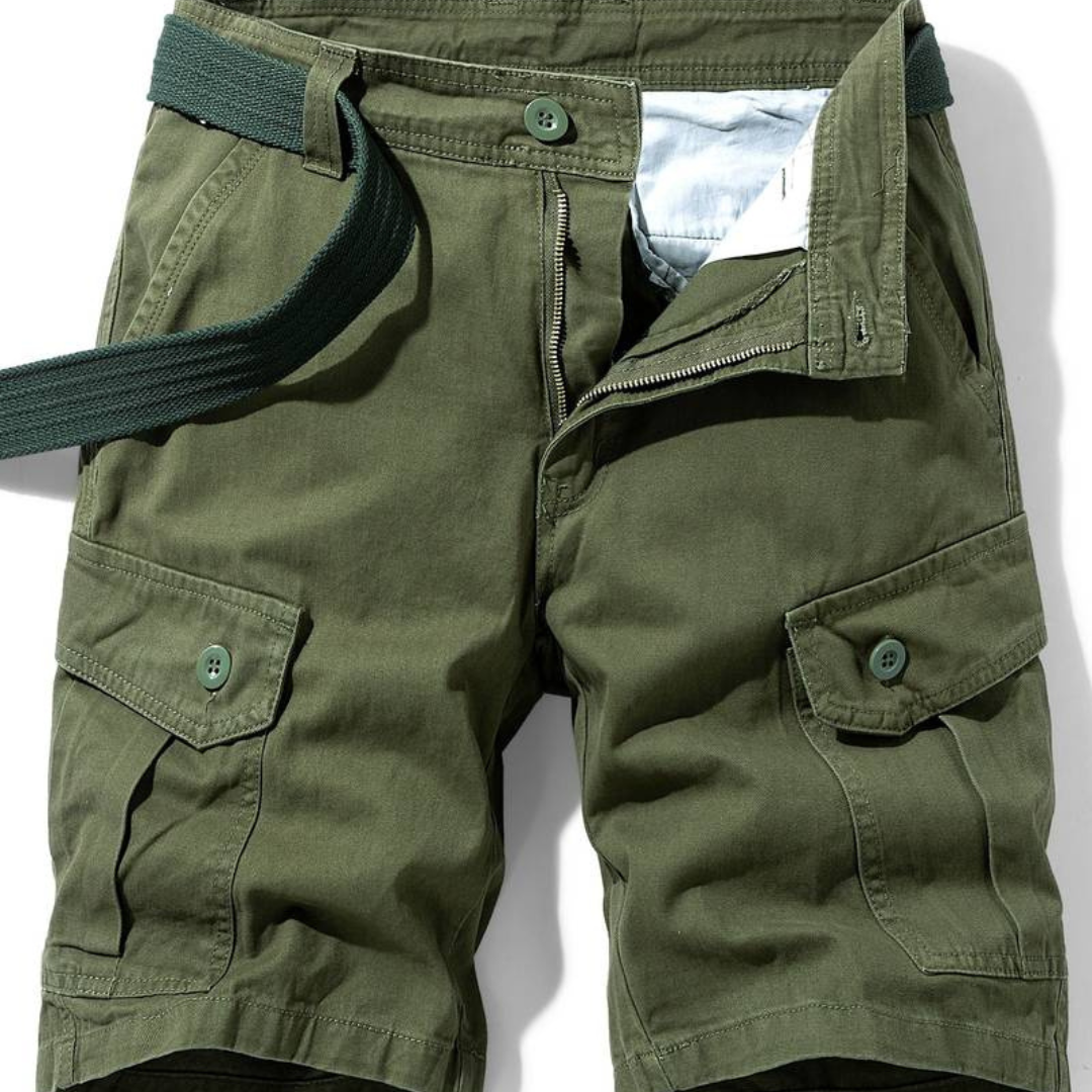 Klassiske herrecargoshorts – Bomuld med knaplukning og klaplommer