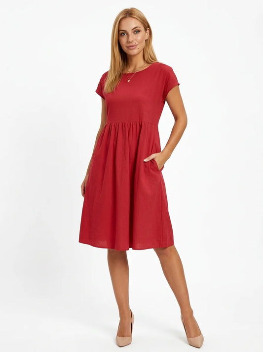 Dahlia Summer Maxi Dress | Elegant, Modern, Graceful - Red - front