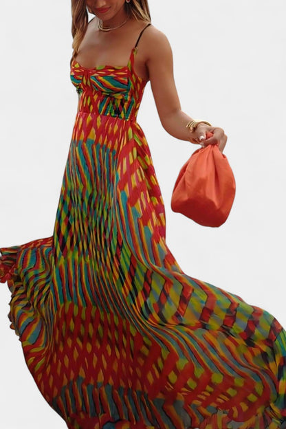 Momount Women’s Boho Maxi Dress – Strappy Flowy Summer Dress