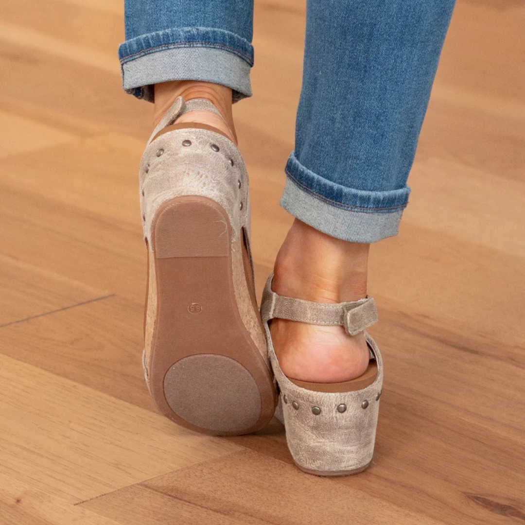 Damesandaler med kork-plateau – Slip-on med åben tå til sommer