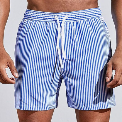 Momount Men Swim Shorts – Striped Drawstring Quick Dry Summer Casual