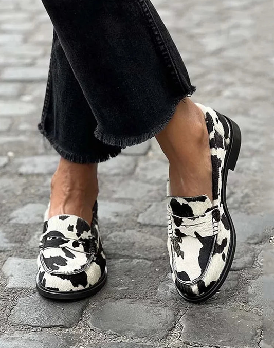 Momount Mocassins Mulher – Estampado Vaca Confortáveis Penny