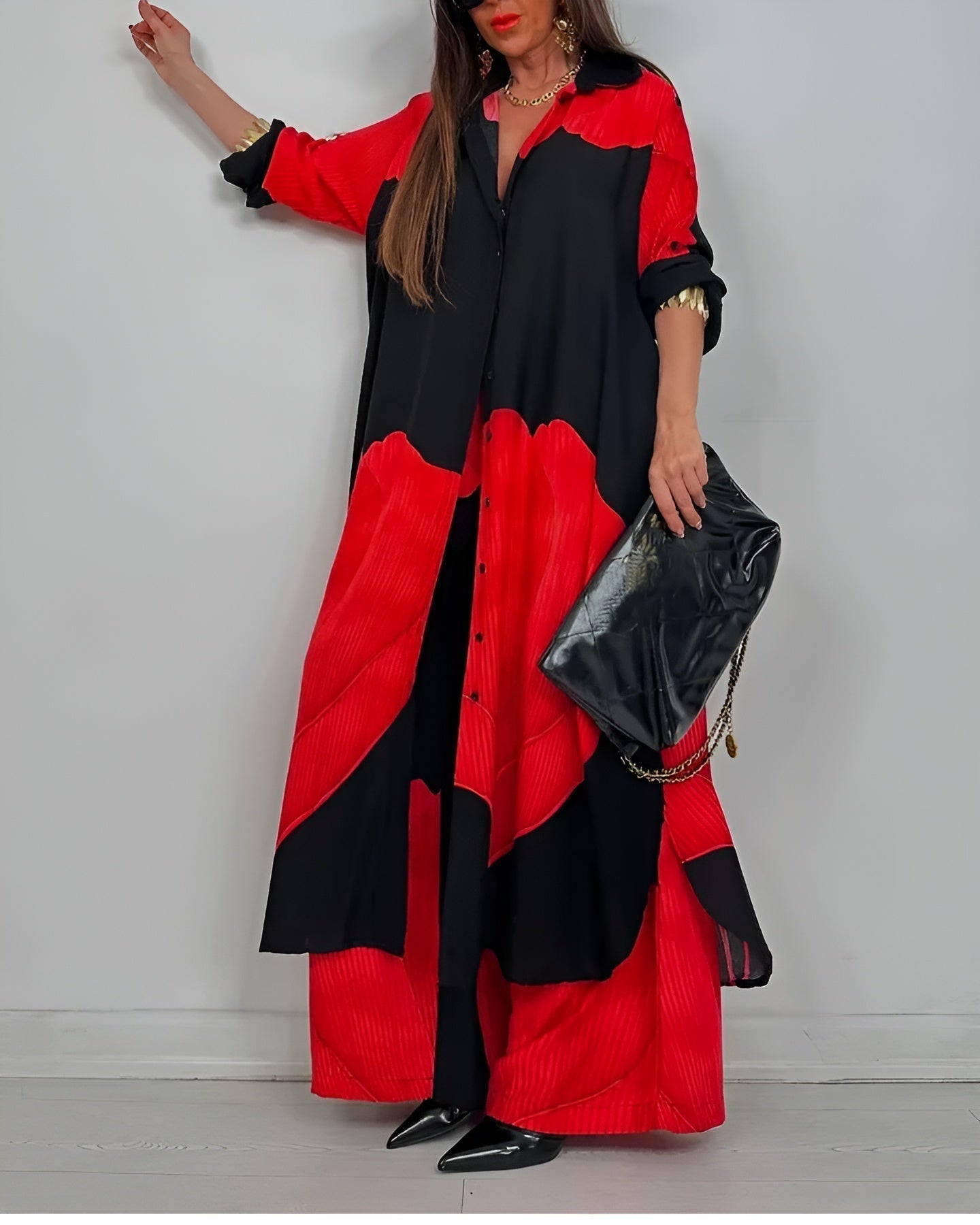 Momount Donna Completo Estivo a Gamba Larga – Botanico con Bottoni
