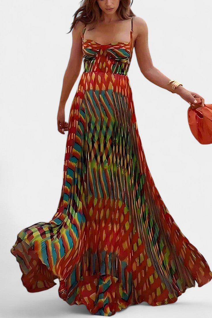 Momount Women’s Boho Maxi Dress – Strappy Flowy Summer Dress