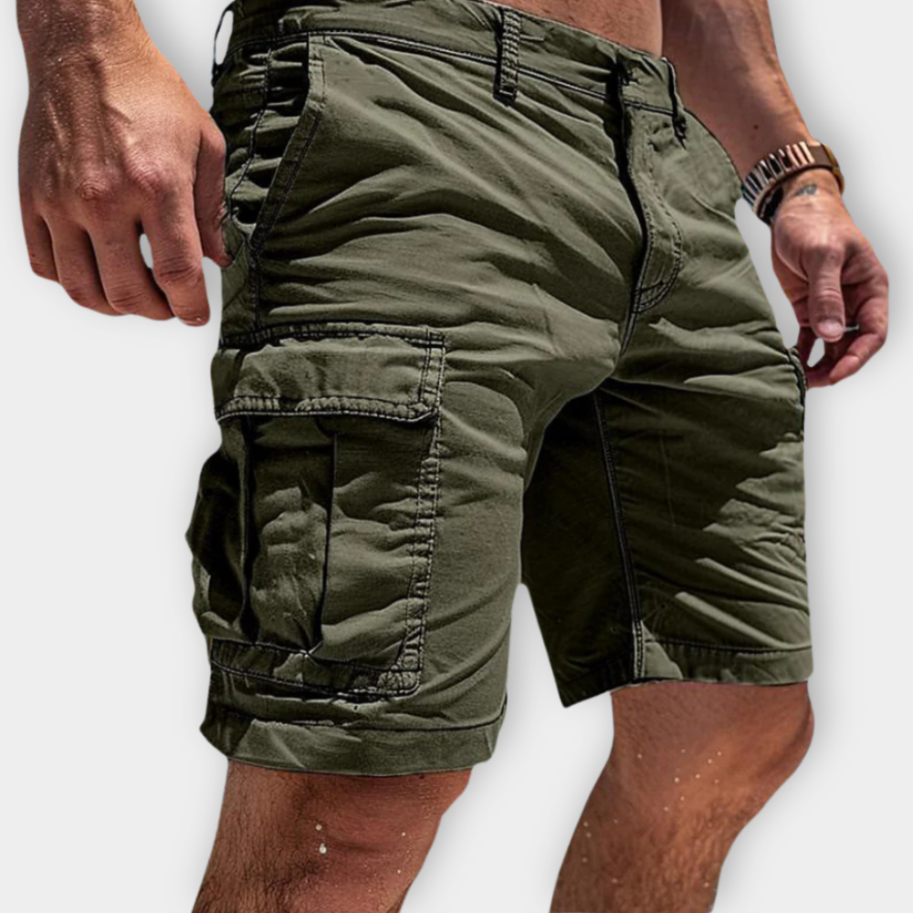 Herrecargoshorts i slim fit – Bomuld med klaplommer til sommer