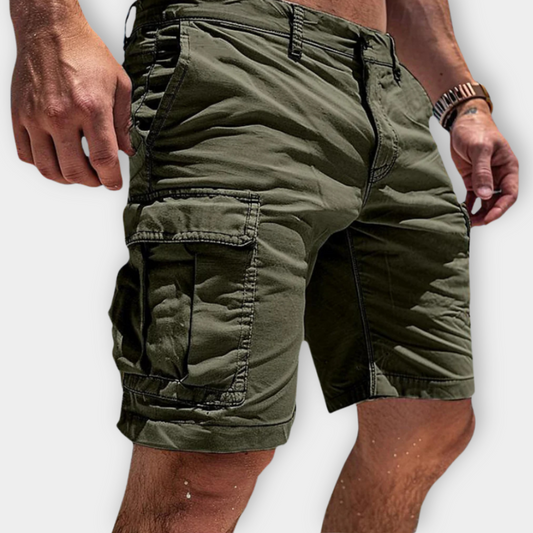 Pantalones Cargo de Hombre – Pantalón Corto Slim Fit de Algodón con Bolsillos de Solapa