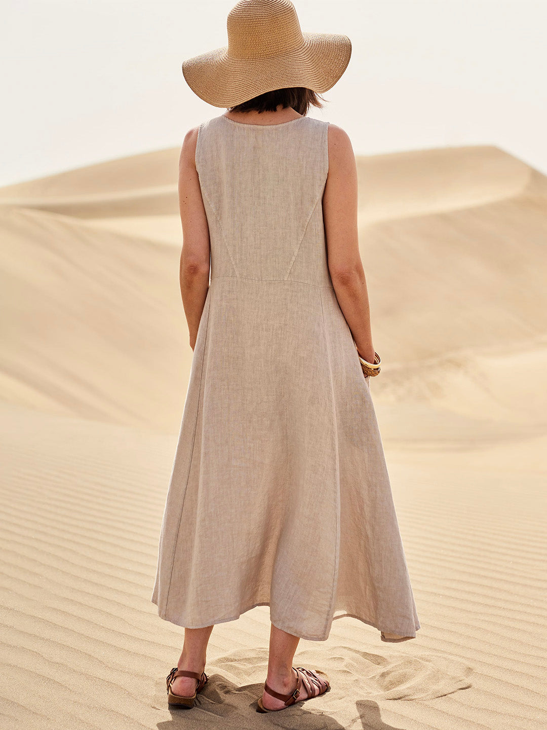Momount Donna Abito Maxi in Lino – Scollo Tondo