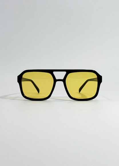 Minerva | Vintage Yellow Lens Aviator Sunglasses