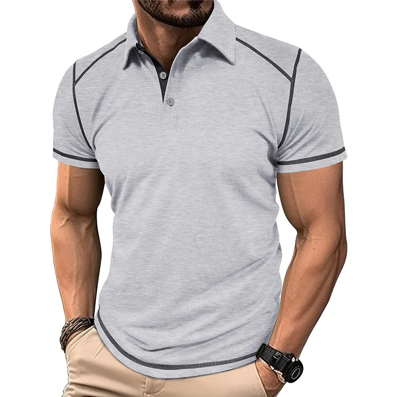 Momount herrepoloshirt – kontrastsyninger, athletic fit og korte ærmer
