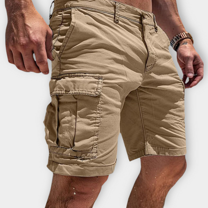 Herrecargoshorts i slim fit – Bomuld med klaplommer til sommer
