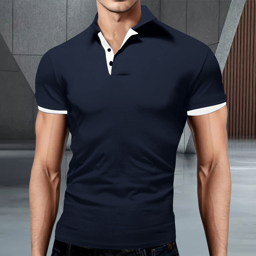 Momount herrepoloshirt – stand-up-krave, kontrastkanter og slim fit