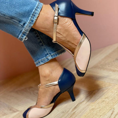 Adrienne – Mary Jane-pumps i to farver med høj hæl