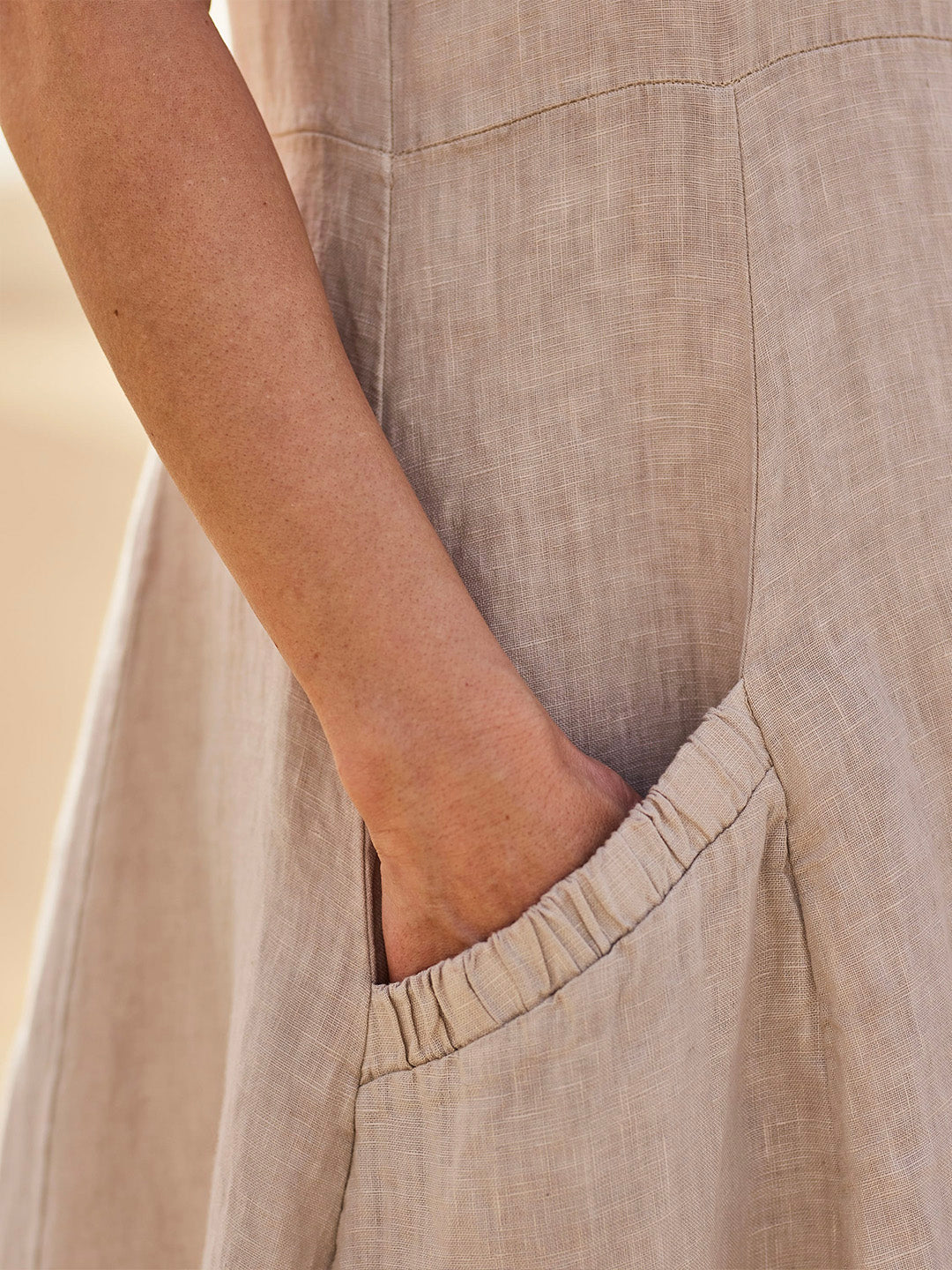 Momount Donna Abito Maxi in Lino – Scollo Tondo