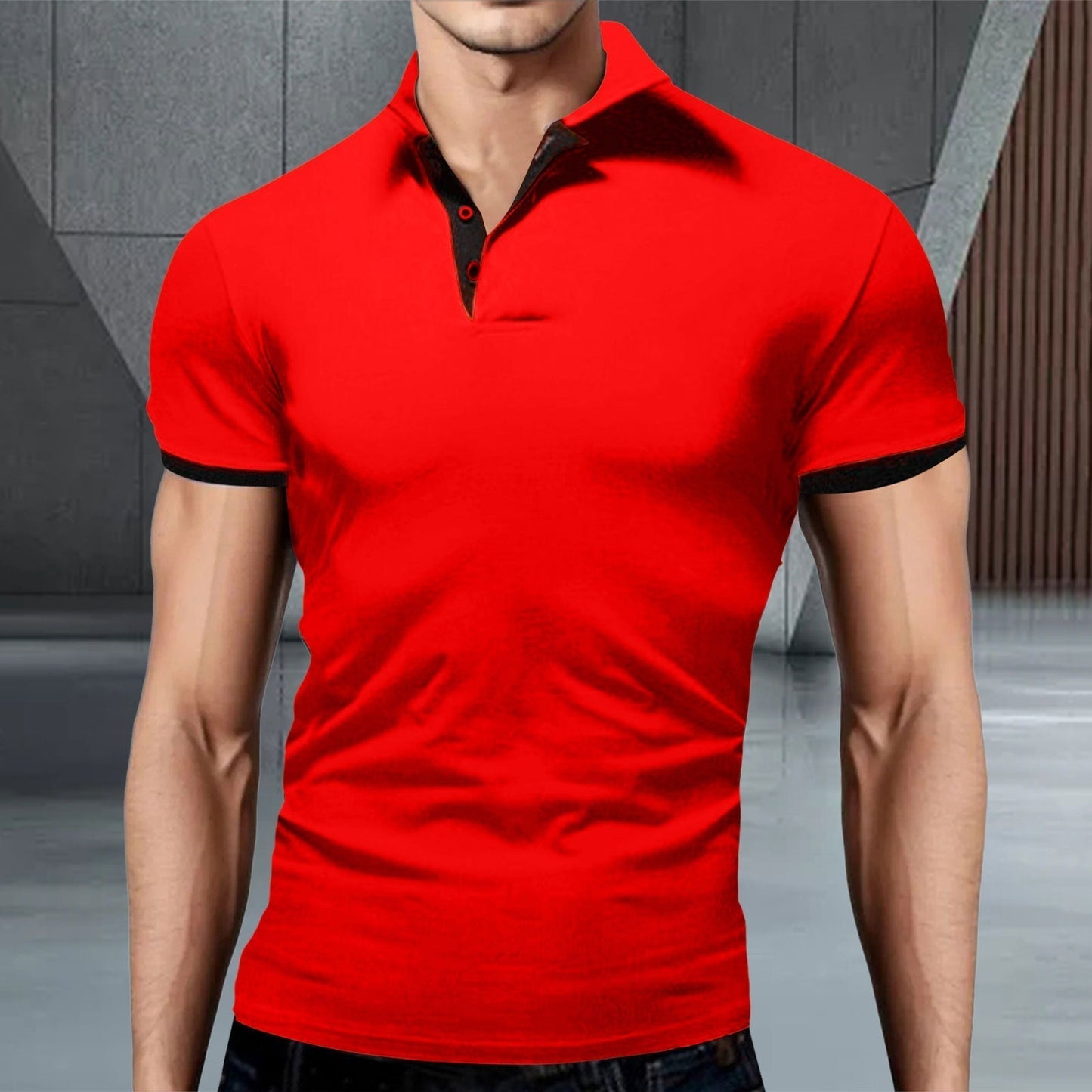 Momount herrepoloshirt – stand-up-krave, kontrastkanter og slim fit
