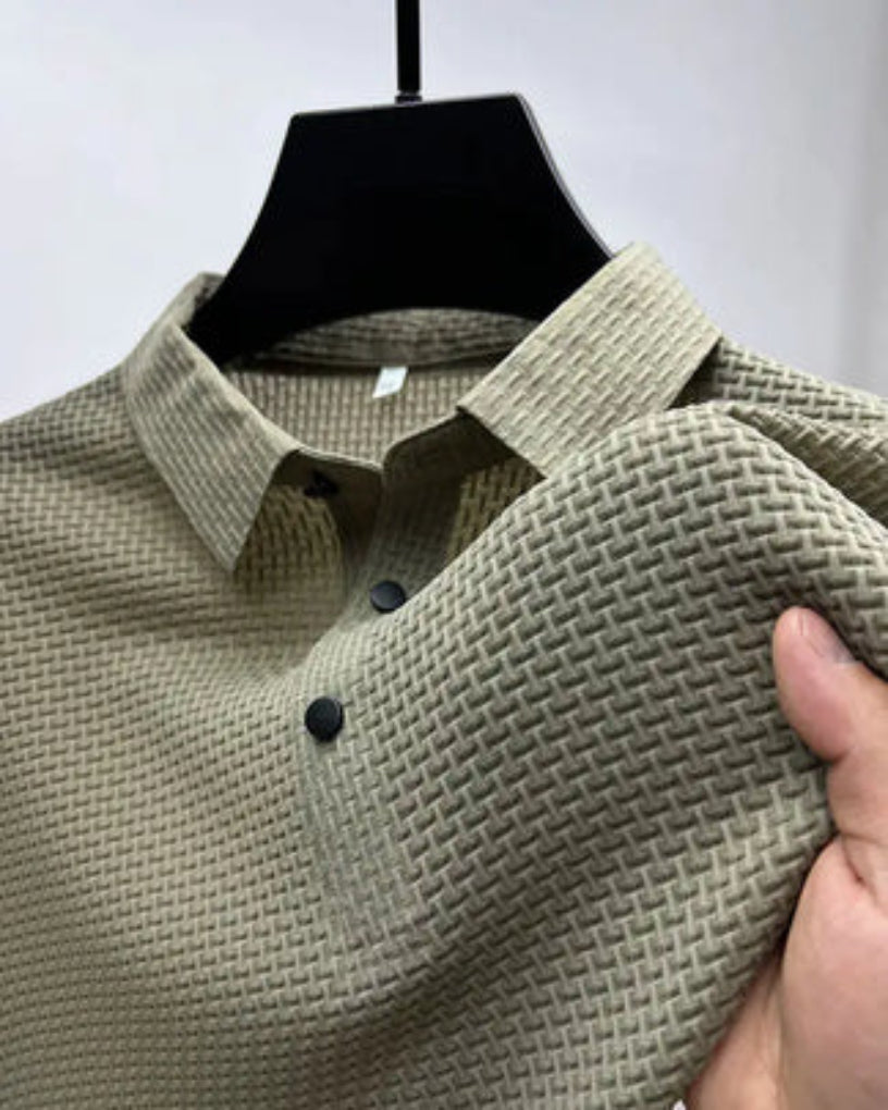 Momount Uomo Polo in Maglia Waffle – Texturizzata Manica Corta Casual