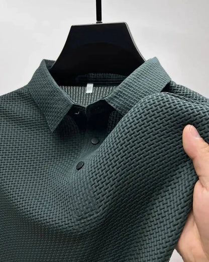 Momount Uomo Polo in Maglia Waffle – Texturizzata Manica Corta Casual