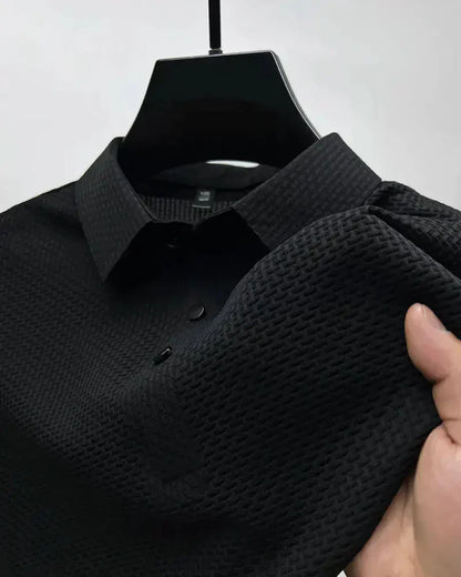 Momount Uomo Polo in Maglia Waffle – Texturizzata Manica Corta Casual
