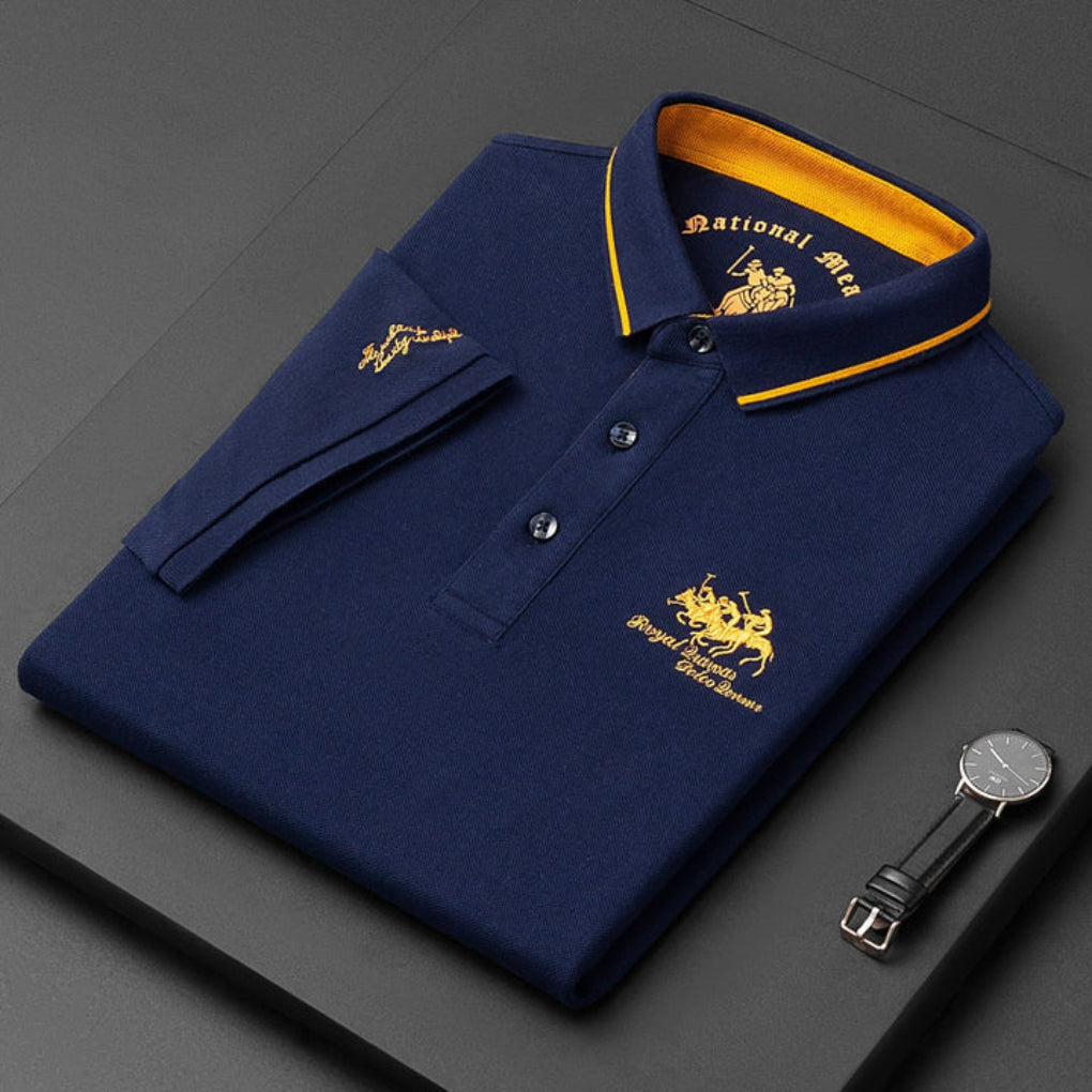 Momount Uomo Polo Manica Lunga – Logo Ricamato Premium Classica