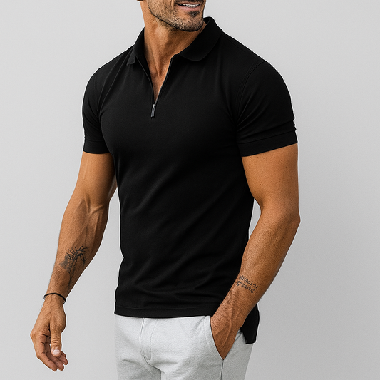 Polo de Hombre Momount con Media Cremallera – Slim Fit Manga Corta Smart Casual