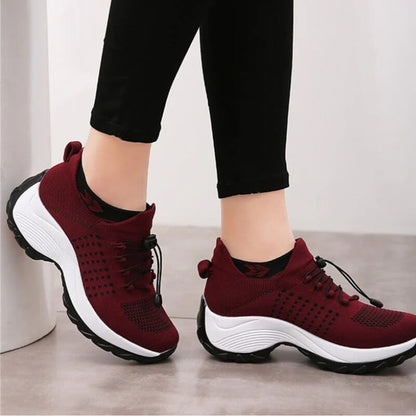 Celestine strikket platform sneakers – Damesneakers med elastik og komfort