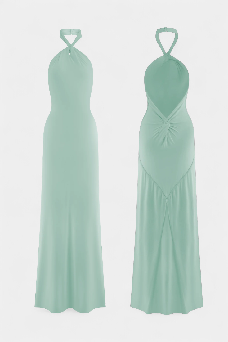 Momount Women’s Bodycon Maxi Dress – Halter Neck Sleeveless Elegant Evening Dress
