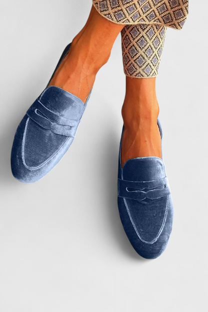 Momount női bársony loafer – penny pántos, belebújós, kerek orrú, plüss-puha