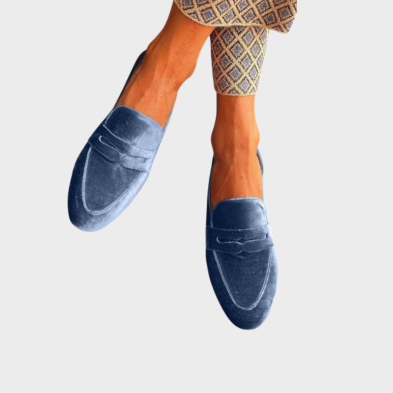 Momount női bársony loafer – penny pántos, belebújós, kerek orrú, plüss-puha