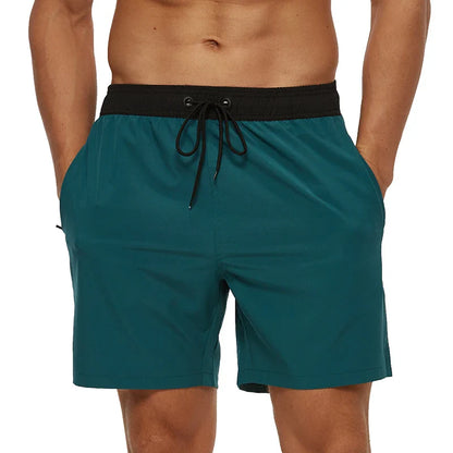 Momount Men Swim Shorts – Elastic Waist Mesh Liner Drawstring Pocket