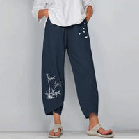 Navy Bamboo Print