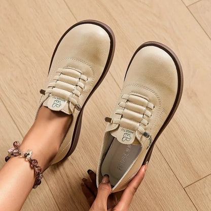 Momount női fűzős loafer – Bőr, kerek orrú flatform, kényelmes hétköznapi