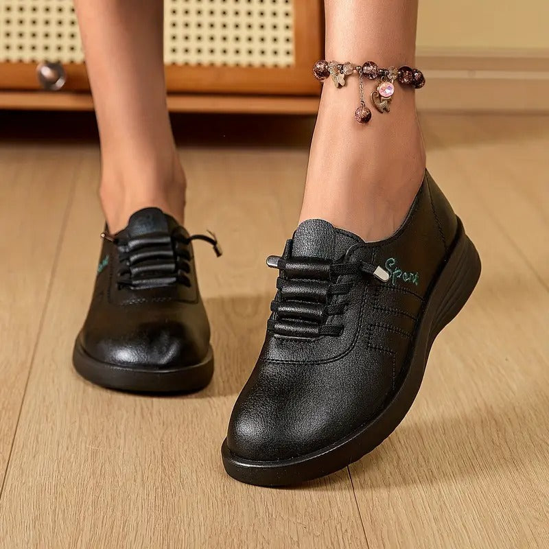 Momount női fűzős loafer – Bőr, kerek orrú flatform, kényelmes hétköznapi