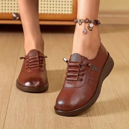 Momount női fűzős loafer – Bőr, kerek orrú flatform, kényelmes hétköznapi