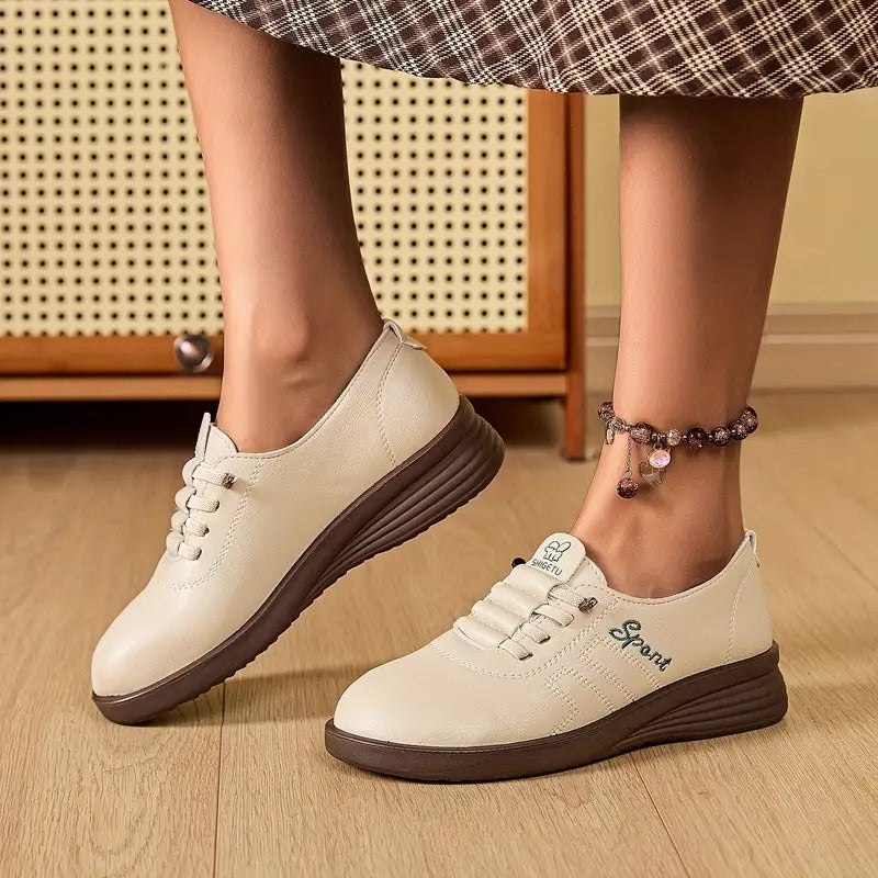 Momount női fűzős loafer – Bőr, kerek orrú flatform, kényelmes hétköznapi