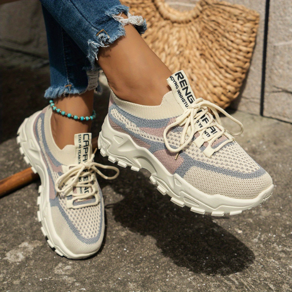 Momount női chunky sneaker – hálós, fűzős, platform talpú, color-block, dad-style