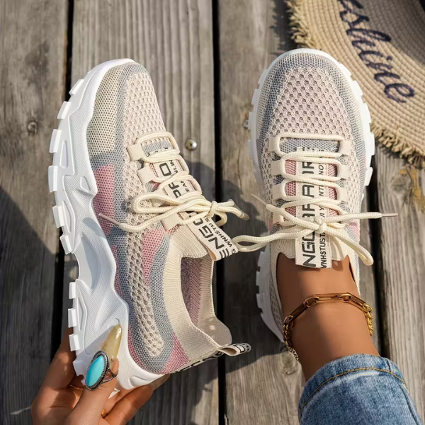 Momount női chunky sneaker – hálós, fűzős, platform talpú, color-block, dad-style
