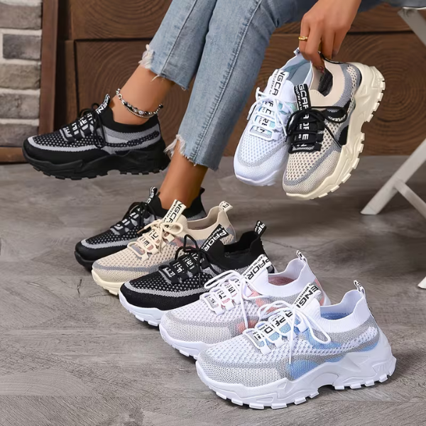 Momount női chunky sneaker – hálós, fűzős, platform talpú, color-block, dad-style