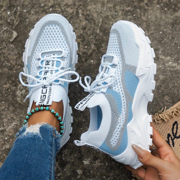 Momount női chunky sneaker – hálós, fűzős, platform talpú, color-block, dad-style