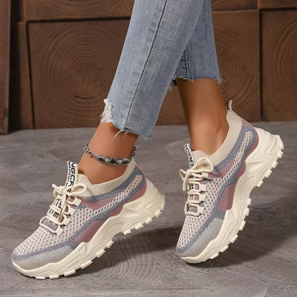 Momount női chunky sneaker – hálós, fűzős, platform talpú, color-block, dad-style