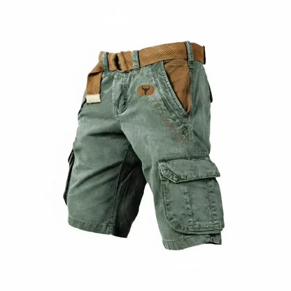 Herrecargoshorts i vasket bomuld – Med bælte og knælængde til outdoor