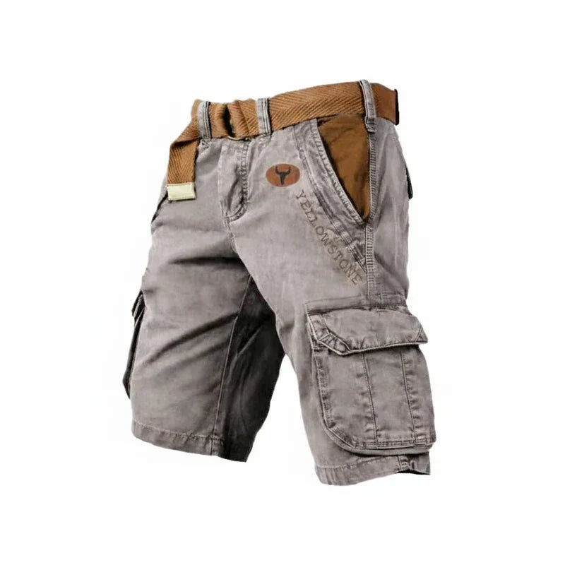Herrecargoshorts i vasket bomuld – Med bælte og knælængde til outdoor
