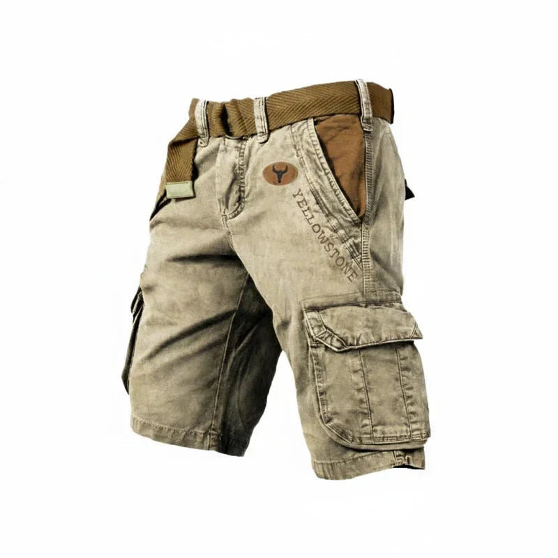 Herrecargoshorts i vasket bomuld – Med bælte og knælængde til outdoor
