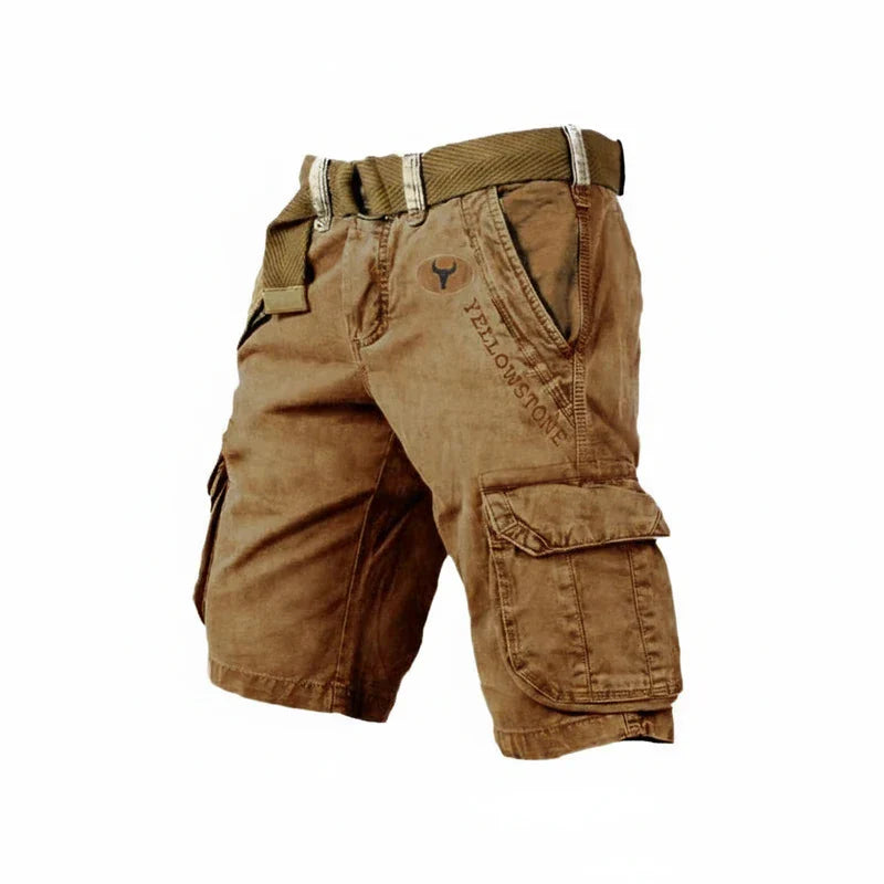 Herrecargoshorts i vasket bomuld – Med bælte og knælængde til outdoor