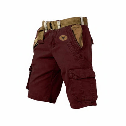 Herrecargoshorts i vasket bomuld – Med bælte og knælængde til outdoor