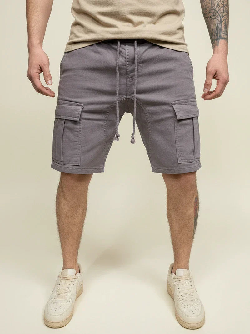 Herrecargoshorts med snørelukning – Slim fit i bomuld til hverdag