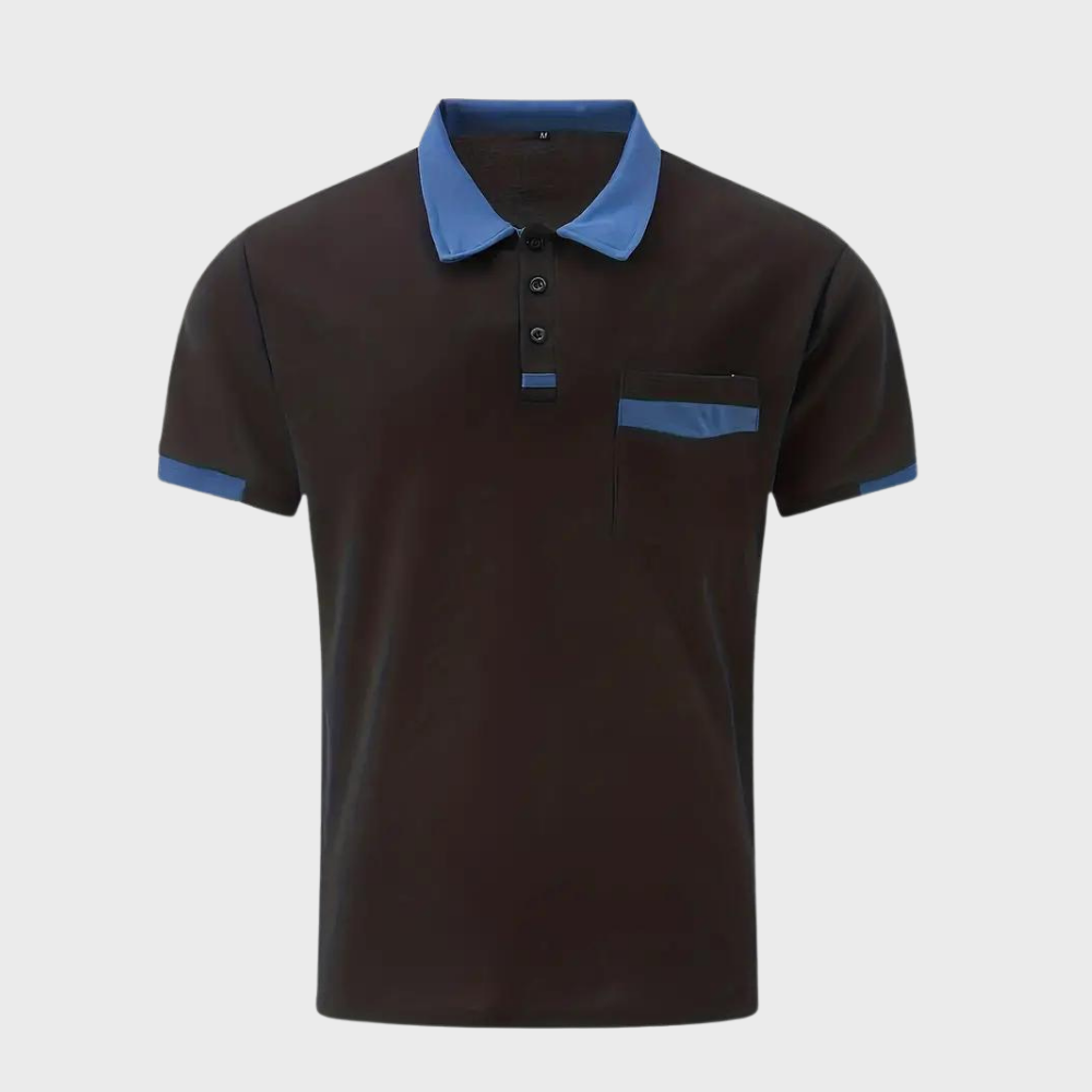 Momount herrepoloshirt – tofarvet kontrastkrave og brystlomme i kortærmet design